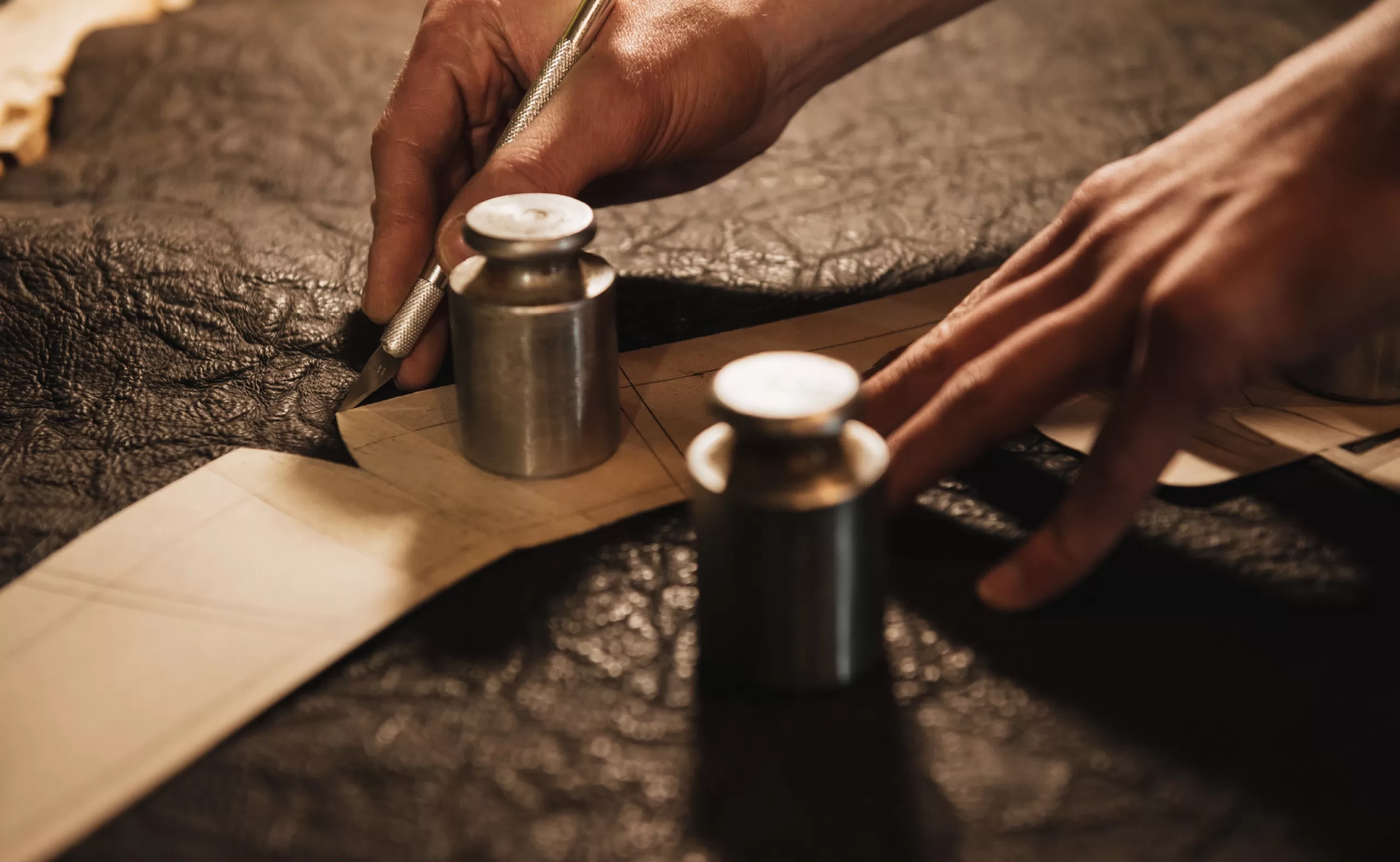 Cutting Black Leather for Custom Cowboy Boots